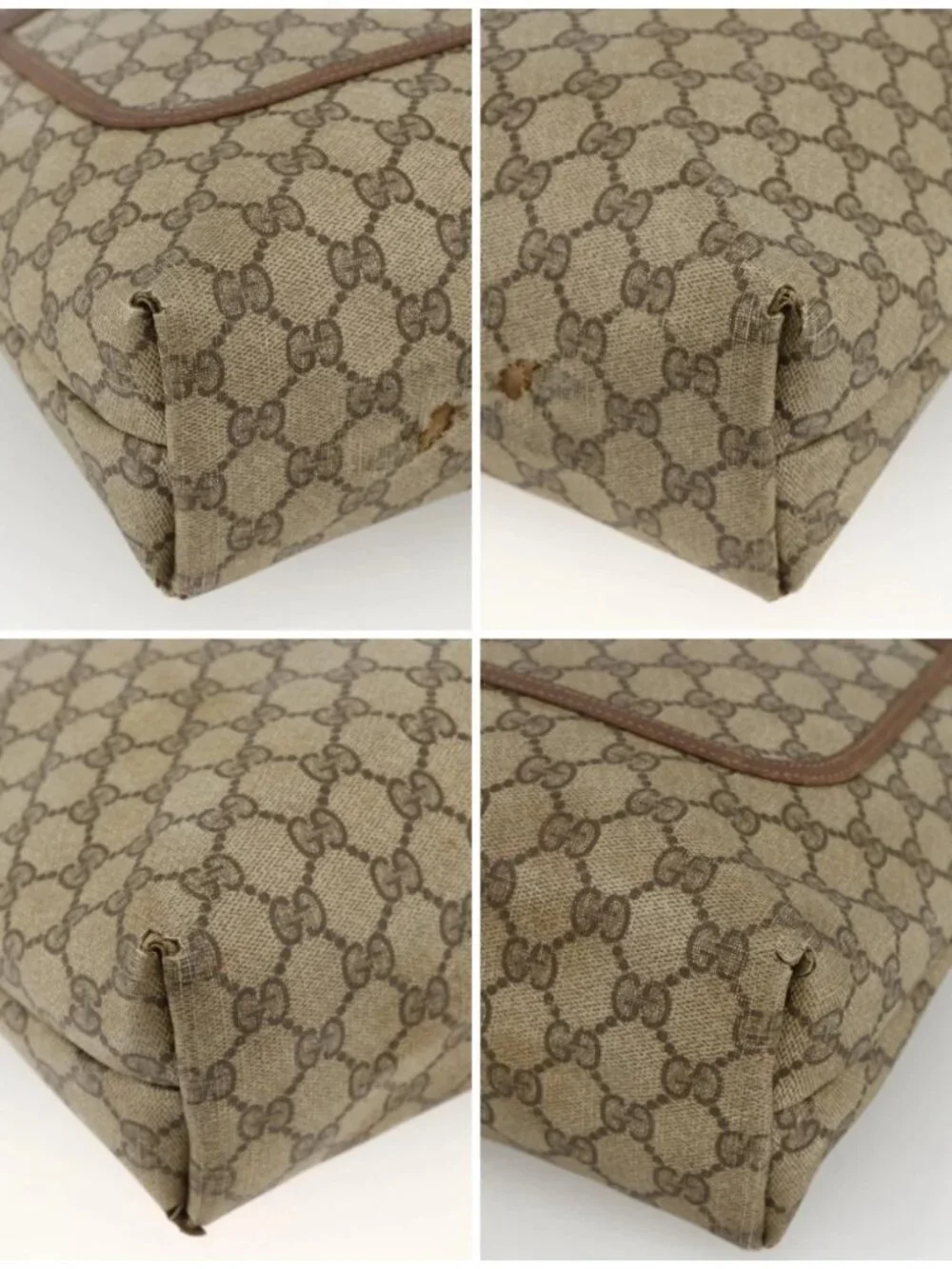 GUCCI GG Supreme Web Sherry Line Tote Bag PVC Beige Red 89 02 003 Auth ARZ909